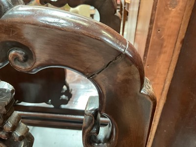 Lot 1257 - Pair of early 20th century Chinese hardwood elbow chairs