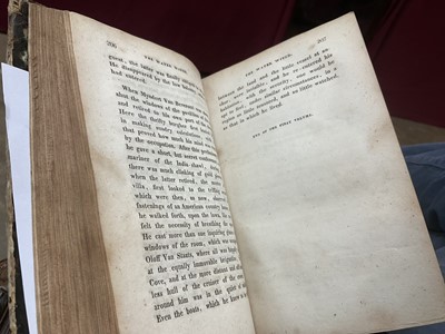Lot 754 - James Fenimore Cooper - The Water Witch or the Skimmer of the Seas, very rare first edition published Dresden 1830, three volumes bound in one, marbled board ends with tooled spine, 17 x 11cm