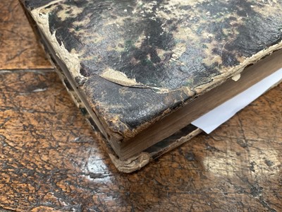Lot 754 - James Fenimore Cooper - The Water Witch or the Skimmer of the Seas, very rare first edition published Dresden 1830, three volumes bound in one, marbled board ends with tooled spine, 17 x 11cm