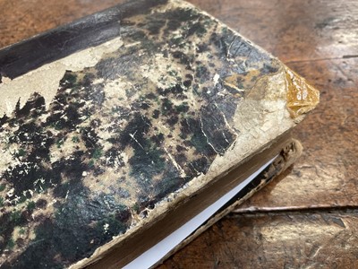 Lot 754 - James Fenimore Cooper - The Water Witch or the Skimmer of the Seas, very rare first edition published Dresden 1830, three volumes bound in one, marbled board ends with tooled spine, 17 x 11cm