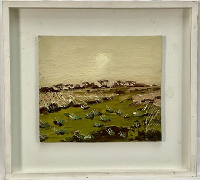 Lot 1057 - Virginia Bounds (b. 1965) oil on board, Eventide, 2005, titled verso, 26.5cm x 31cm, in glazed box frame