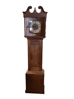 Lot 595 - Early 18th century 8-day long case clock, the dial signed 'Jn Barrow Londini Fecit' in a later early 19th century oak case