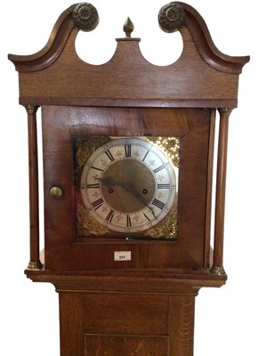 Lot 595 - Early 18th century 8-day long case clock, the dial signed 'Jn Barrow Londini Fecit' in a later early 19th century oak case
