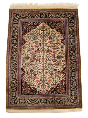 Lot 1488 - Kashan part silk tree of life rug