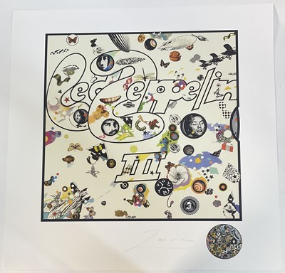 Lot 1116 - *Richard Drew, known as Zacron (British, 1943-2012) silkscreen print - Led Zeppelin III album cover, signed, unframed - sheet size 68 x 68cm NB: An unknown number of prints were made but b...