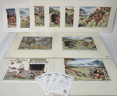 Lot 965 - Bob Farndon, group of ten signed limited edition prints, amusing hunting and shooting subjects, each titled, unframed, average size 30cm x 40cm (10)