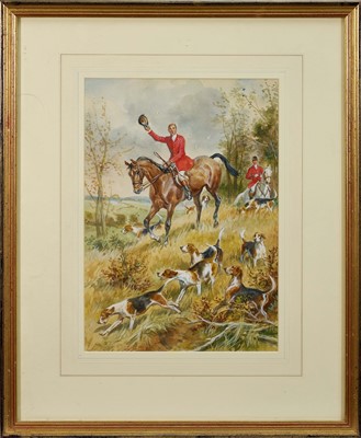 Lot 964 - Eugene Leliepvre (1908-2013) trio of watercolours - Hunting Scenes, signed, 34.5cm x 24.5xm, in glazed gilt frame