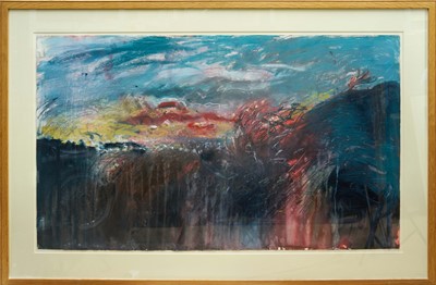 Lot 1136 - *Len Tabner (b. 1946) large mixed media on paper - Bank Brow Quarry, pencil signed and inscribed, 81cm x 136cm, glazed frame Provenance: Agnew's Fine Art
