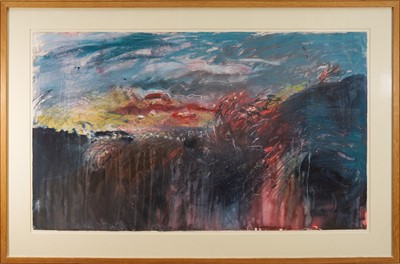 Lot 1024 - *Len Tabner (b. 1946) large mixed media on paper - Bank Brow Quarry, pencil signed and inscribed, 81cm x 136cm, glazed frame Provenance: Agnew's Fine Art
