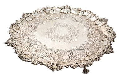 Lot 285 - George II silver salver of hexagonal form, with central cartouche