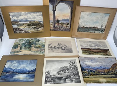 Lot 1142 - Folio of 19th century and later watercolours and works on paper, various subjects and hands (26), some mounted