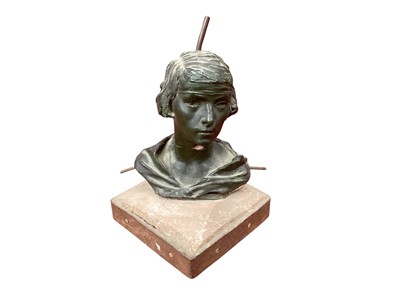 Lot 2499 - Art Deco sculpture maquette of a woman, signed A. Dawson, the bust approx 18cm high