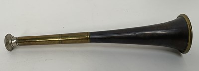 Lot 918 - Henry Potter & Co. copper, brass and nickel hunting horn, with makers stamp, 24cm high. Provenance: from the collection of Dennis Brown R.V.M., Whipper In to the Duke of Beaufort's H...