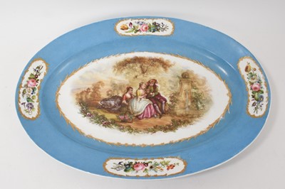 Lot 105 - Large 19th century Sevres porcelain oval dish, 55cm wide