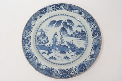 Lot 106 - 18th century Chinese blue and white porcelain charger, 37cm diameter