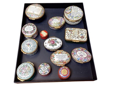 Lot 1111 - Collection of 13 Halcyon Days enamel trinket boxes