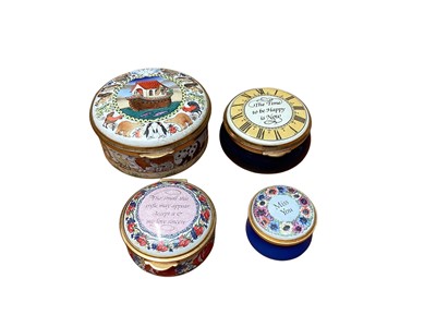 Lot 1112 - Four Staffordshire Enamels trinket boxes including Noah's Ark