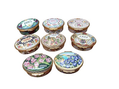 Lot 1113 - Collection of 8 Halcyon Days Year To Remember enamel trinket boxes