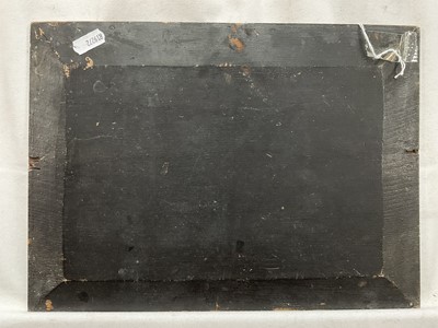 Lot 78 - Norwich School, oil on panel, Farmer driving cattle by a riverside, indistinctly signed