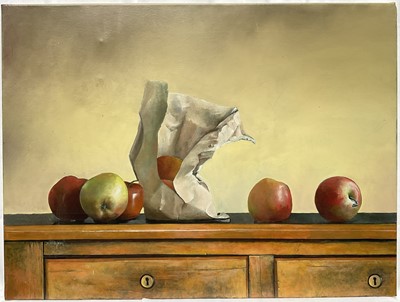 Lot 81 - David John (contemporary) oil on canvas A bag of apples, signed