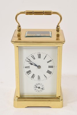 Lot 617 - Edwardian brass alarm carriage clock