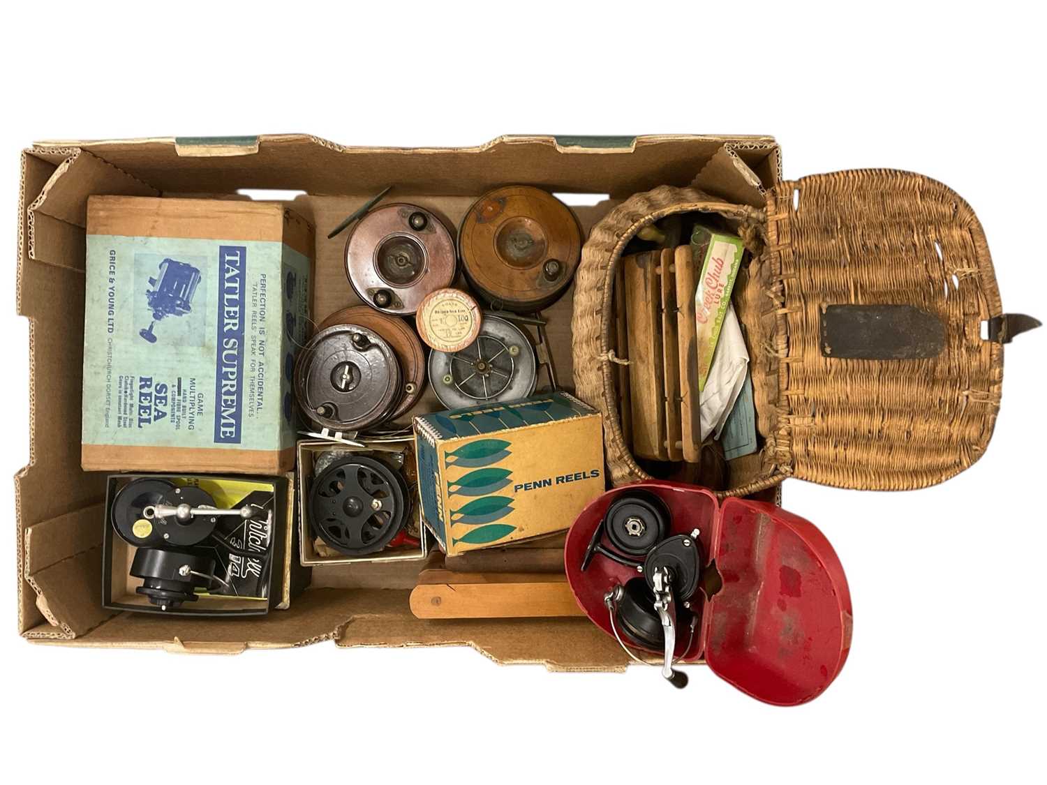 Lot 905 - Collection of antique fishing reels and similar equipment
