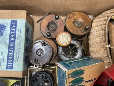 Lot 905 - Collection of antique fishing reels and similar equipment