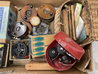 Lot 905 - Collection of antique fishing reels and similar equipment