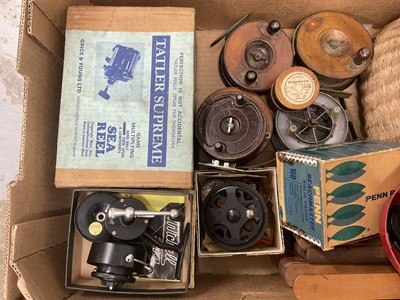 Lot 905 - Collection of antique fishing reels and similar equipment