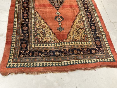 Lot 1496 - Sultanabad rug, with central diamond medallion on brick red ground, 340 x 174cm