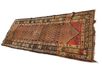 Lot 1497 - Antique Persian runner, with boteh ground in geometric borders, 280 x 110cm