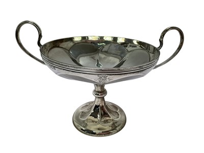 Lot 150 - Edwardian silver two handled comport with engraved monogram (London 1909)