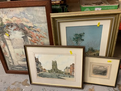Lot 1160 - Group of mixed pictures and prints to include folio of art related booklets and watercolours (qty).