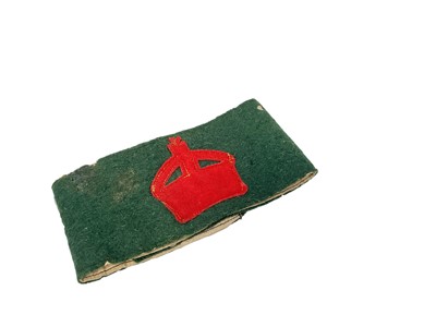 Lot 686 - First World War armband inscribed on interior in ink 'Mrs Barrett Oct 1916'.
