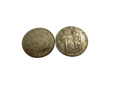 Lot 405 - Italy - Vatican City silver Scudo coins to include Pope Pivs VIII 1830B AVF & Pope Pivs IX 1848R GVF (2 coins)