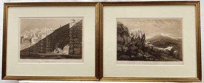 Lot 95 - Five 19th century aquatints, David Cox (1783-1859) Bridge and Mountain Goats, and coastal scenes of Holyhead, Caithness and Argyllshire, pub. William Daniell London, 17cm x 24cm, glazed frames (5)