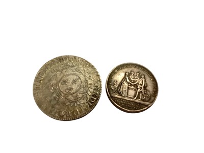 Lot 407 - France - Silver Louis XV Ecu coin circa 1730 (N.B. Date unclear due to file marks) otherwise VF & silver Louis XV commemorative medallion dated 16th May 1730 (N.B. Dia. 31mm) EF (1 coin &amp...