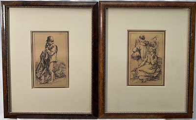 Lot 32 - Thomas Barker of Bath (1769-1847) two lithographs from 'Rustic Figures' 1813 - 'Barefoot Boy' and 'Two Gleaners', signed with monogram to stone, 20cm x 12cm, glazed maple frames. Provenan...