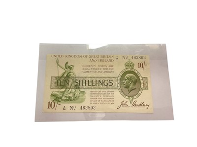 Lot 414 - G.B. - Third Bradbury issue Ten Shilling green, brown & purple banknote