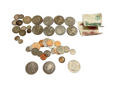 Lot 475 - G.B. - Mixed coinage to include silver Crowns George III 1821 VG, Victoria YH 1845 Fair-G, a small quantity of silver & other base metal issues (Qty)