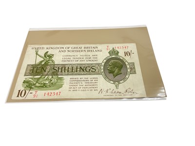 Lot 417 - G.B. - Third Fisher issue green, brown & purple Ten Shilling banknote (July 1927) prefix T91 GF-AVF (1 banknote)
