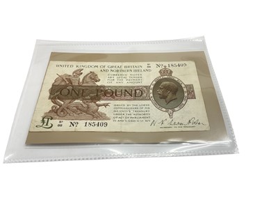 Lot 422 - G.B. - Third Fisher issue green, brown & purple One Pound banknotes (July 1927) prefix S1 GF-AVF & prefix Z1 GF (2 banknotes)