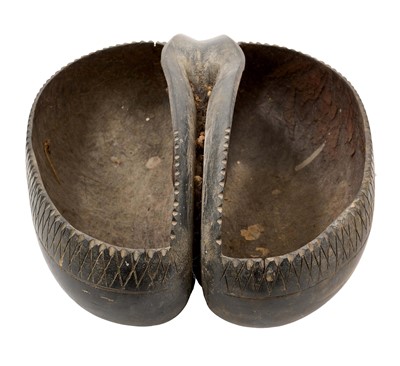 Lot 671 - Late 19th century Coco De Mer basket or bowl, with a band of engraved decoration