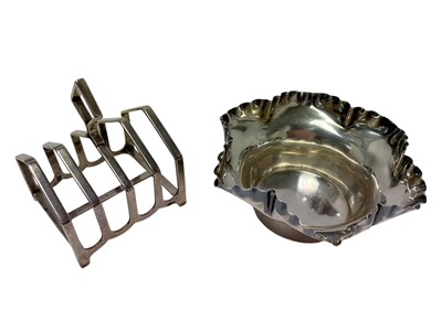 Lot 105 - Silver toast rack and a silver bowl (2)