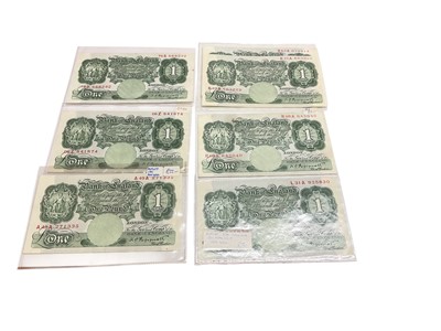 Lot 424 - G.B. - Mixed Bank of England Peppiatt green One Pound Notes circa 1940-1948 to include prefix 78S, 06Z, A49A, L31A, R09A, R10A, S05A x 2 (N.B. Consecutively numbered), S08A, X07A & X32A scar...