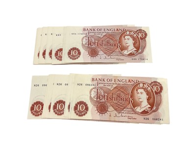 Lot 431 - G.B. - Mixed Bank of England Hollom Series 'C' portrait issue red brown Ten Shilling banknotes (Apr. 1963) x 42 EF-UNC (N.B. Some consecutive numbers noted) (42 banknotes)