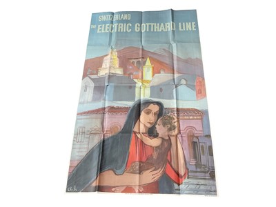 Lot 1442 - Poster: The Electric Gothard Line, Publicity Office of the Swiss Federal Railways, Berne, c.1940, colour lithographic poster from artwork by Charles Hindenlang, 102cm x 61cm.