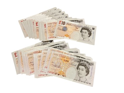 Lot 434 - G.B. - Mixed Bank of England 'Series 'E' historical issue orange & multicoloured Ten Pound notes (Circa Nov. 2000-Jan 2004) to include Lowther x 34 & Bailey x 3 GEF-UNC (37 banknotes)