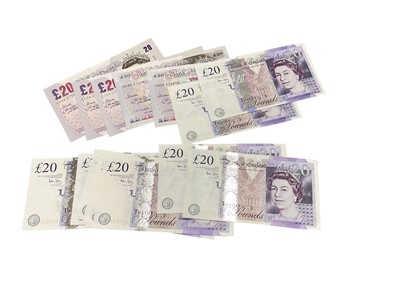 Lot 435 - G.B. - Mixed Bank of England Series 'E' historical issue purple & multicoloured Twenty Pound notes (Circa Nov. 1991-Jan. 2004) to include Kentfield x 2, Lowther x 3 & Bailey x 10 EF-UNC...