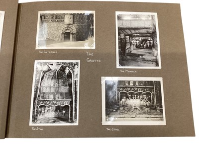 Lot 1436 - Grand Tour photograph album of Israel, containing many annotated photographs of daily life and scenes, including a nazarene maid, animal market, the Virgin’s Fount, Nazareth, Bethlehem, The Chur...